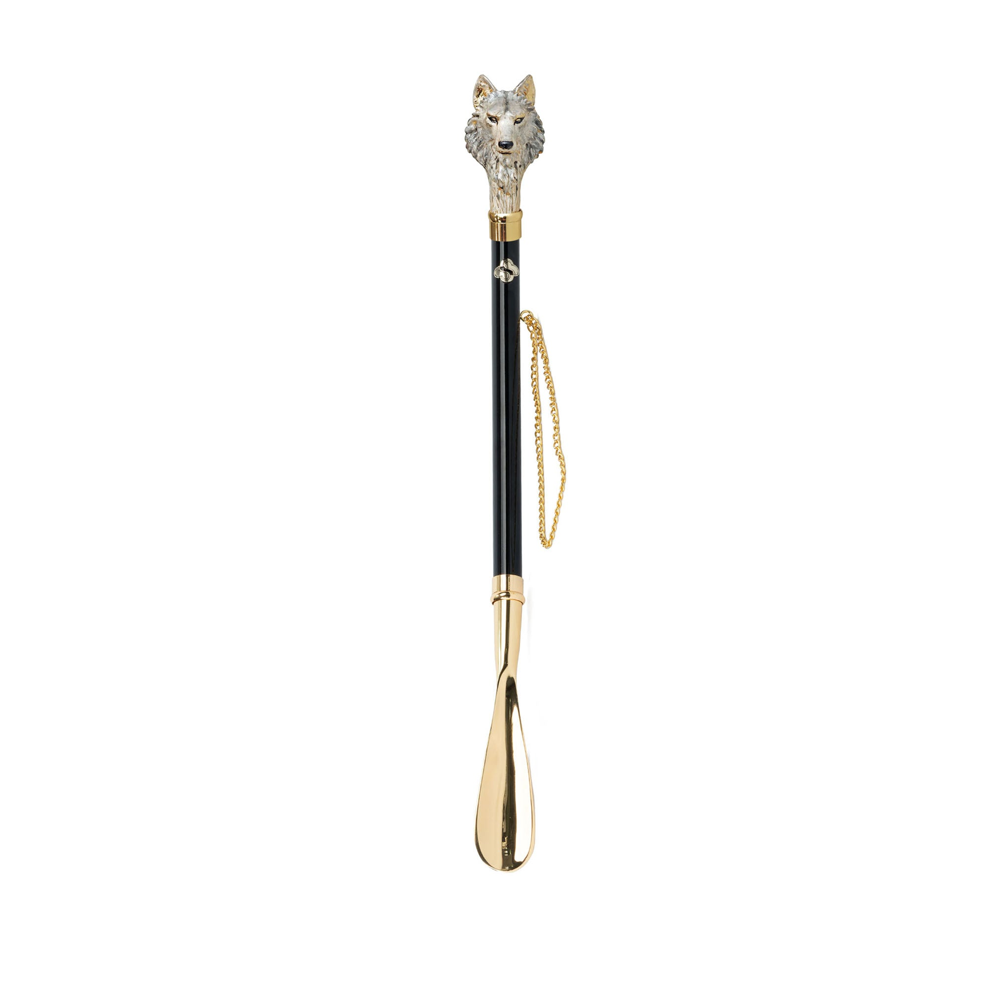 24K Gold Shoehorn - Handcrafted Italian Long Handled Wolf Design Accessory