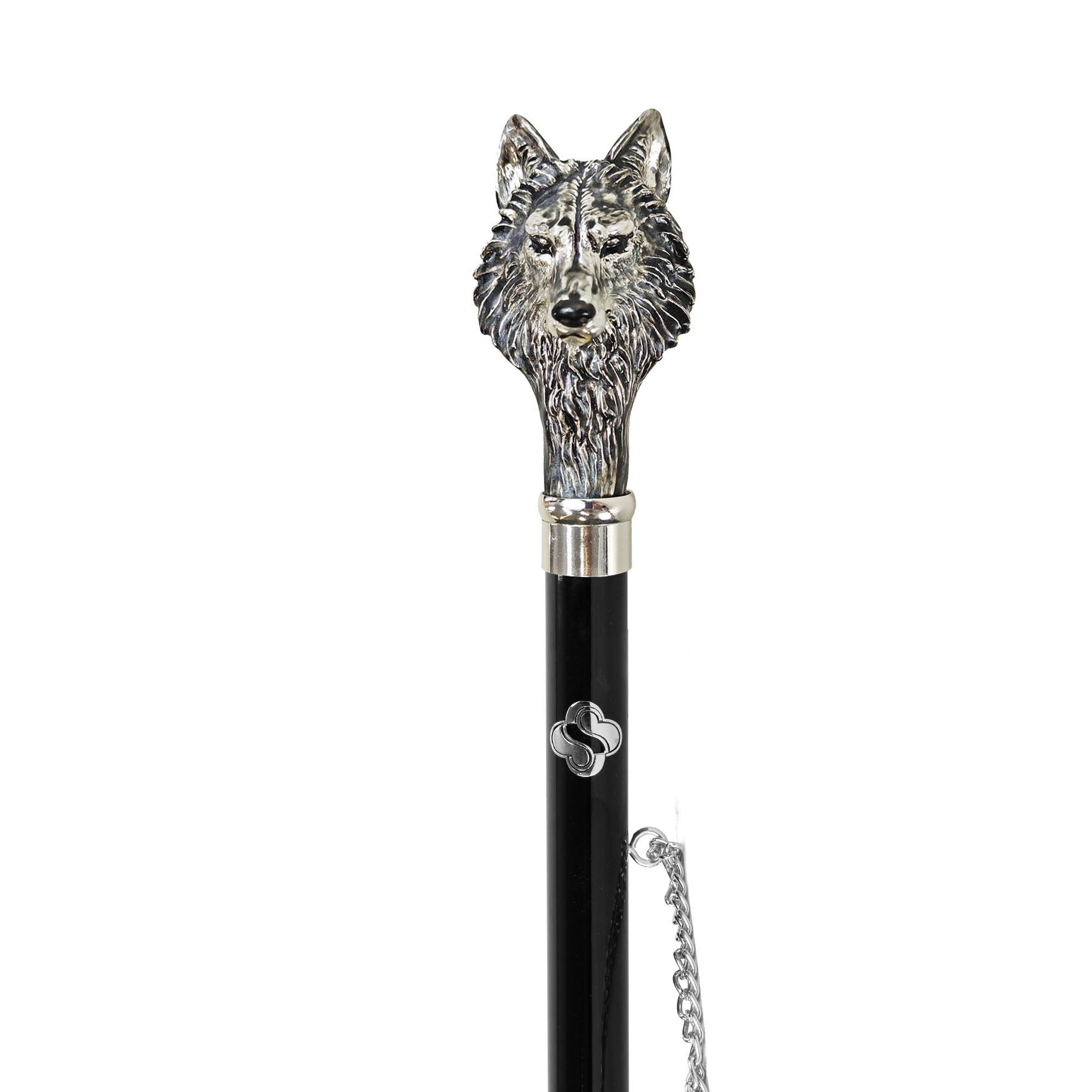 Hand-Enameled Shoehorn – Silver Plated Wolf Design | Italian Long Handled Gift Box