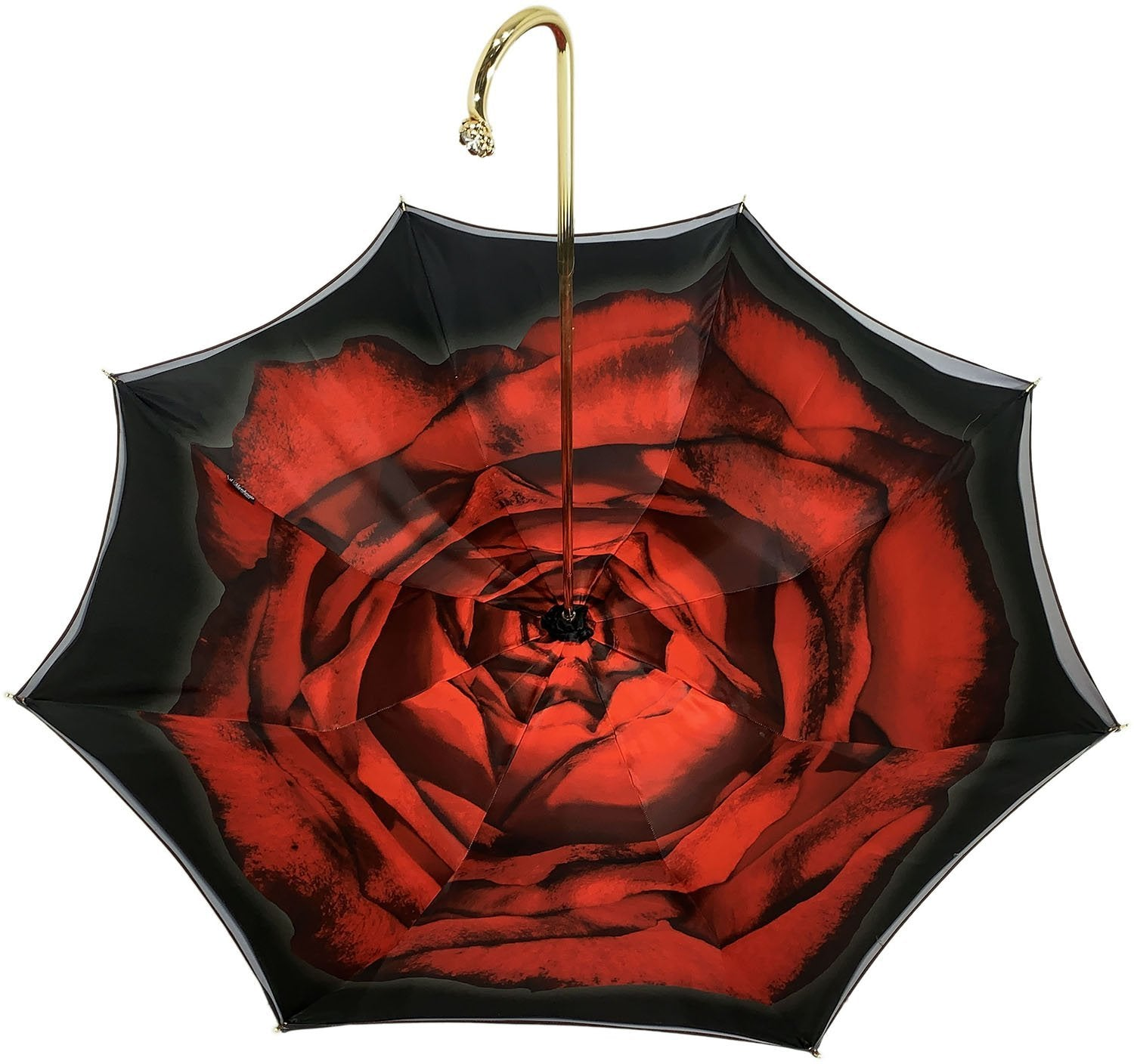 Red Double Canopy Umbrella – Handmade Women's Rain Umbrella with Rose Pattern
