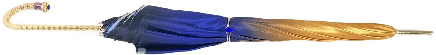 Luxurious Blue Umbrella – Double Canopy Handmade Italian Umbrella With Swarovski Handle