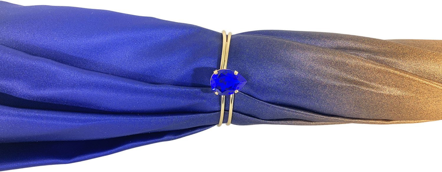 Luxurious Blue Umbrella – Double Canopy Handmade Italian Umbrella With Swarovski Handle