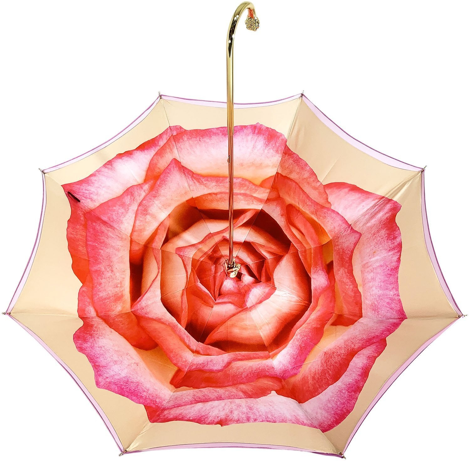 Pink Umbrella - Elegant Handmade Rain Umbrella with Rose Pattern & UV Protection