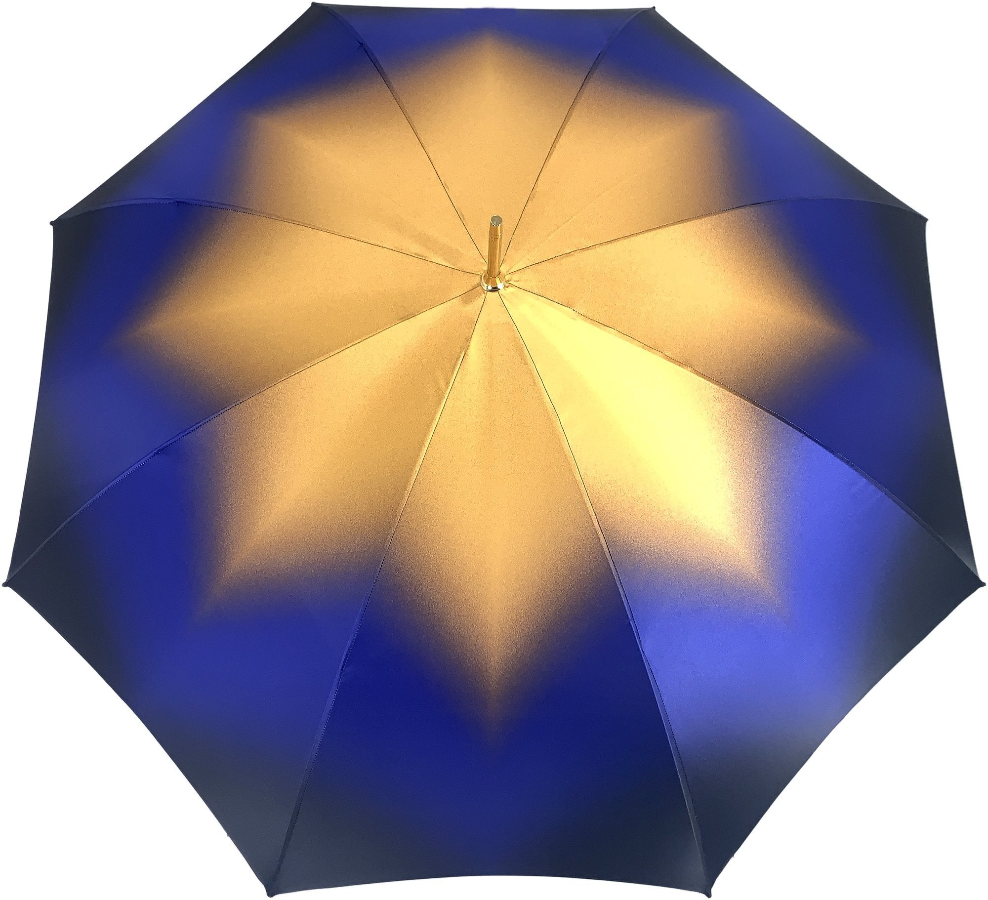 Luxury Double Canopy Umbrella – Handmade Italian Blue Satin with Swarovski Crystal Handle