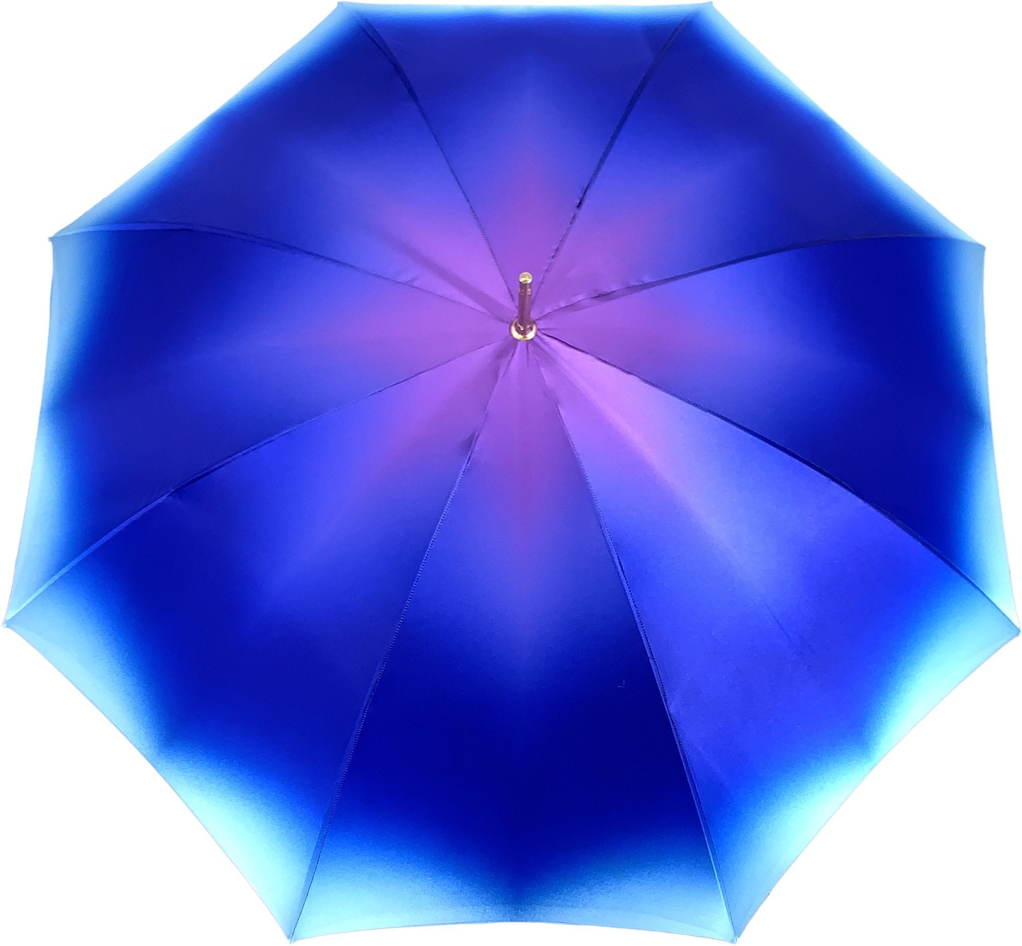 Luxury Peacock Umbrella – Italian Handmade Satin Canopy with 24K Gold Handle