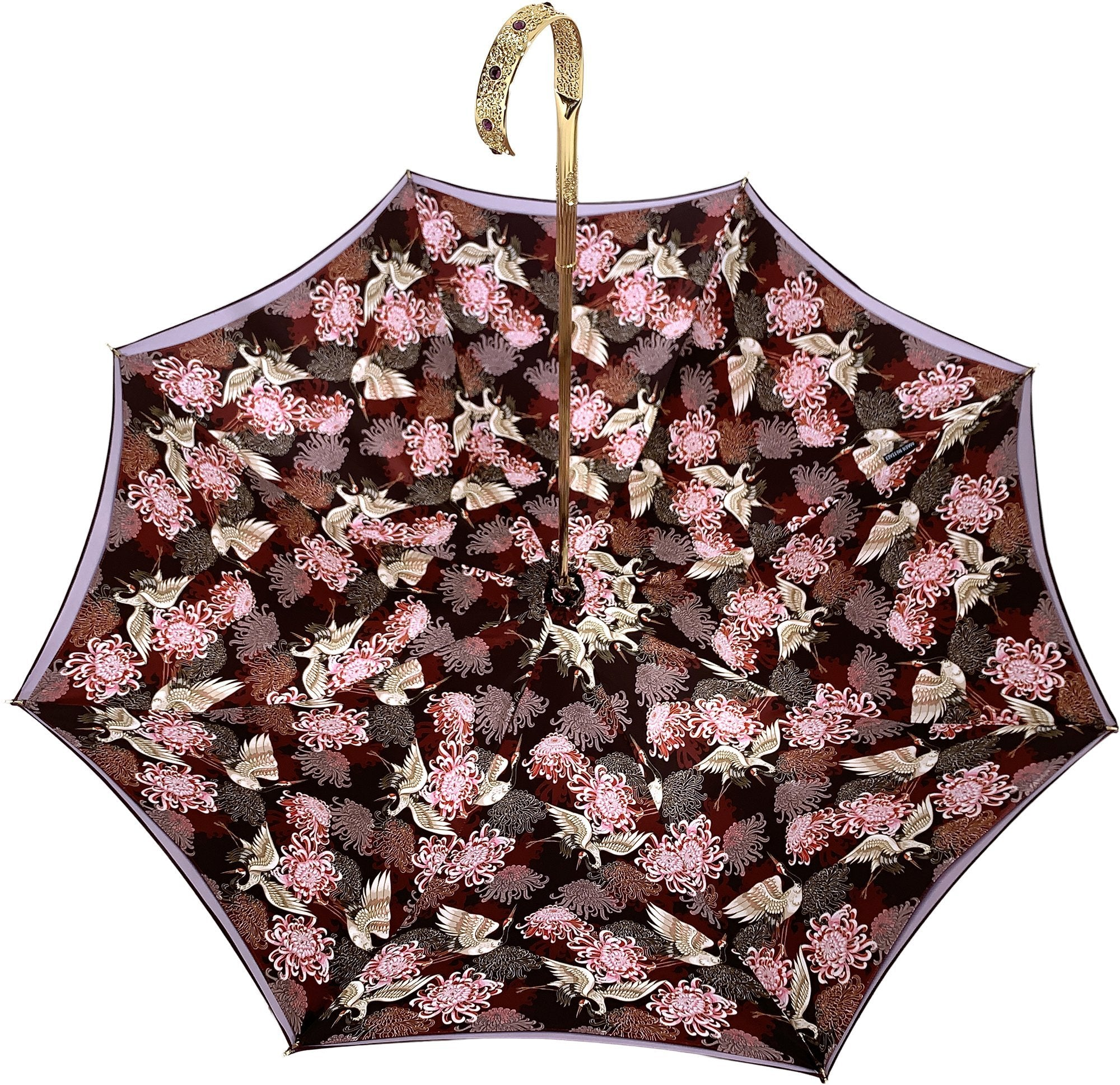 Double Cloth Umbrella – Handmade Italian Rain Gear with Swarovski Crystals & 24K Gold