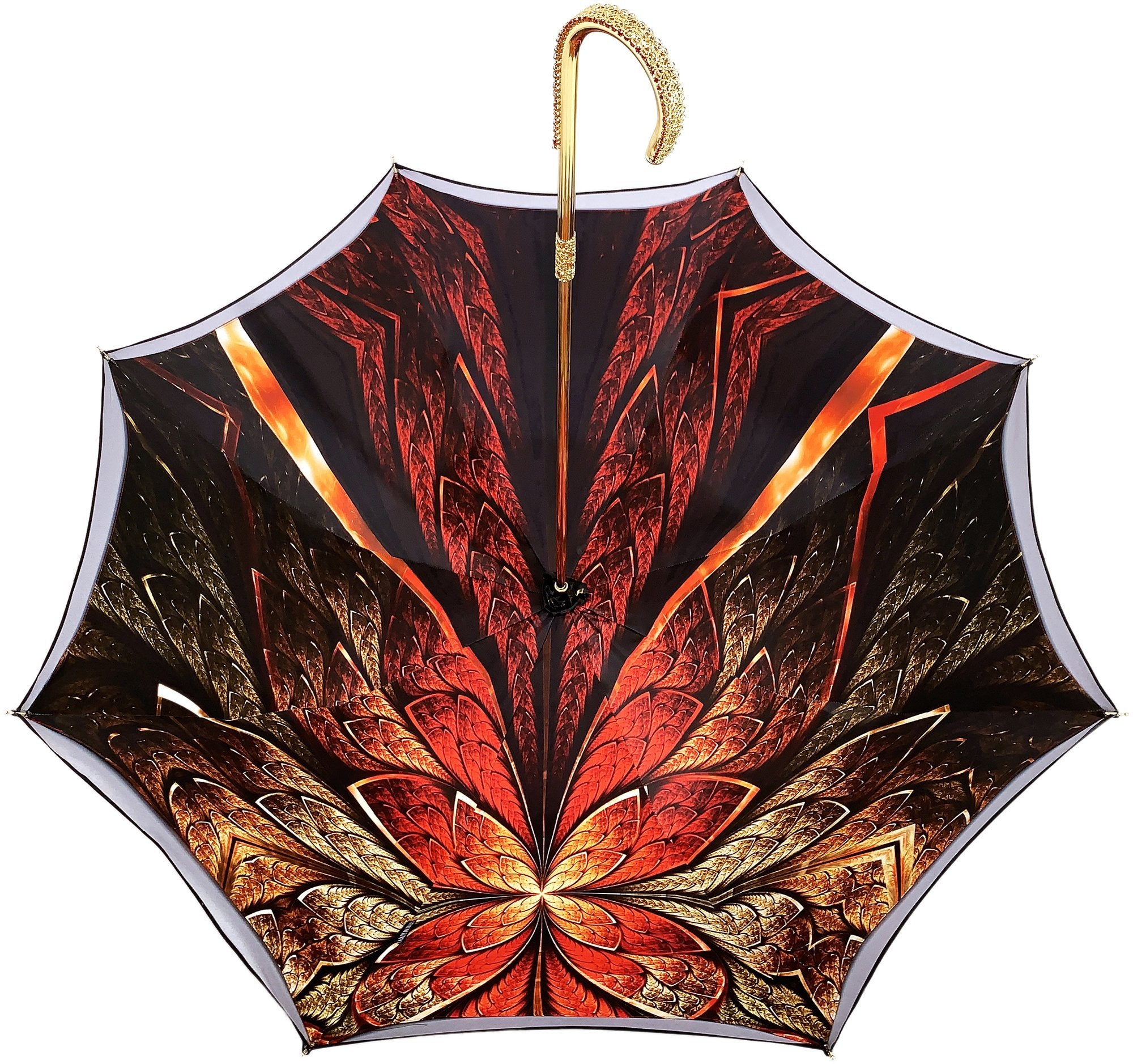 Luxury Ladies Umbrella – Handcrafted Double Canopy Red Gradient with Swarovski Crystal Handle