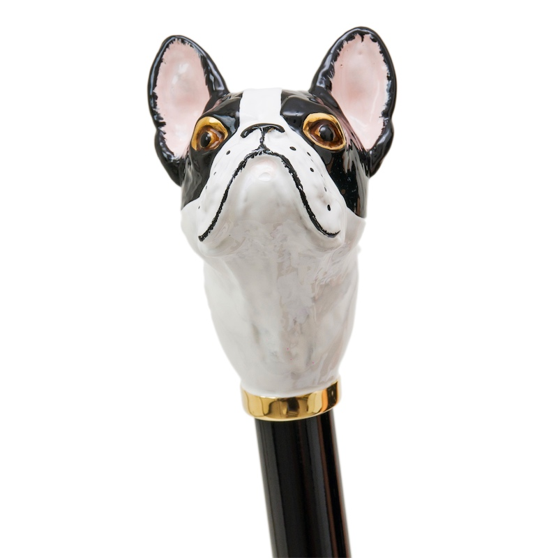 French Bulldog Umbrella – Handmade Italian Luxury Rain Umbrella with Enameled Brass Handle