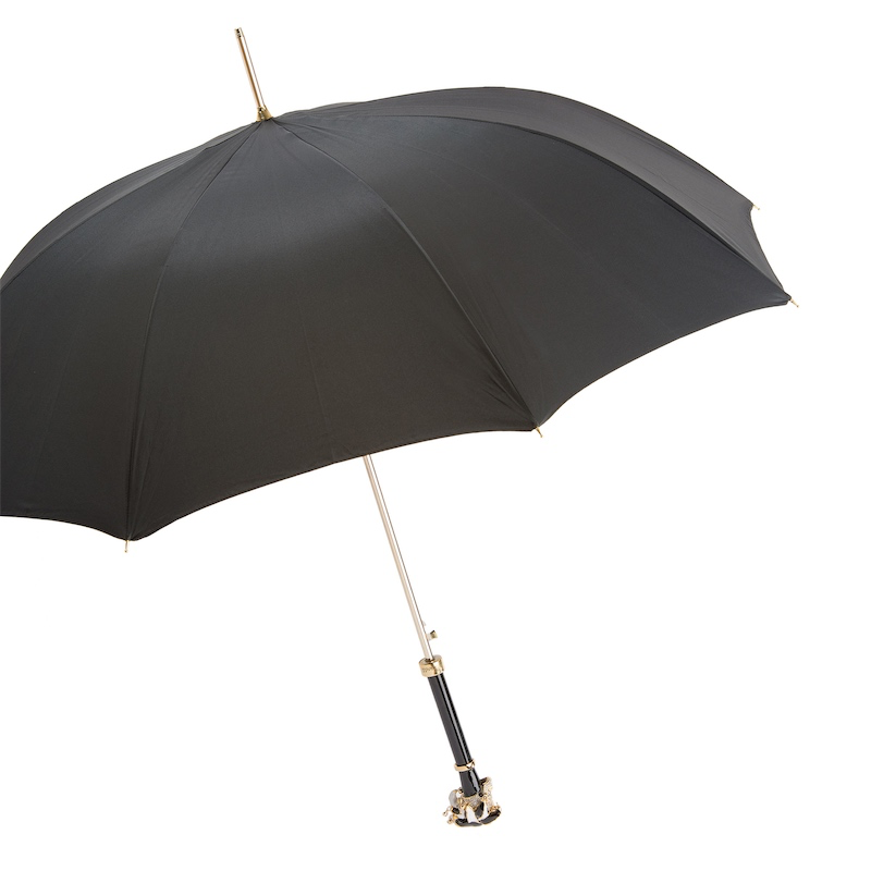 Swarovski® Jester Skull umbrella by Ilmarchesato, showcasing a luxury Italian design with automatic opening feature.