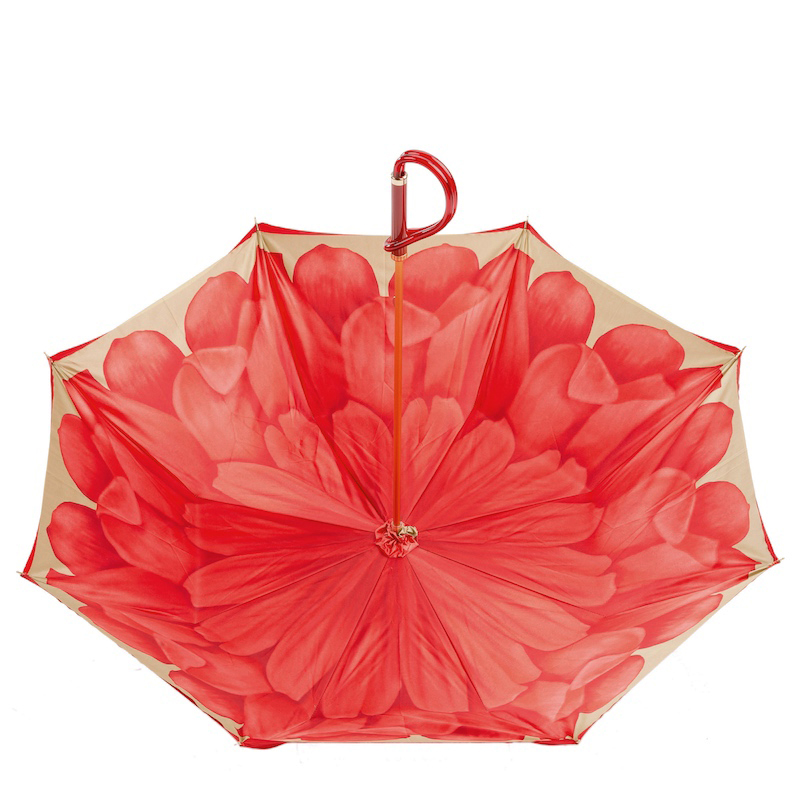 Luxury Red Umbrella – Handmade Italian Double Cloth Canopy With Acetate Handle