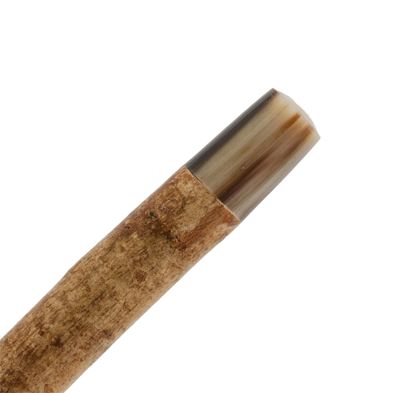 Luxury Walking Cane – Handmade Mutton Horn Cane with Hazel Wood Shaft & Rubber Tip