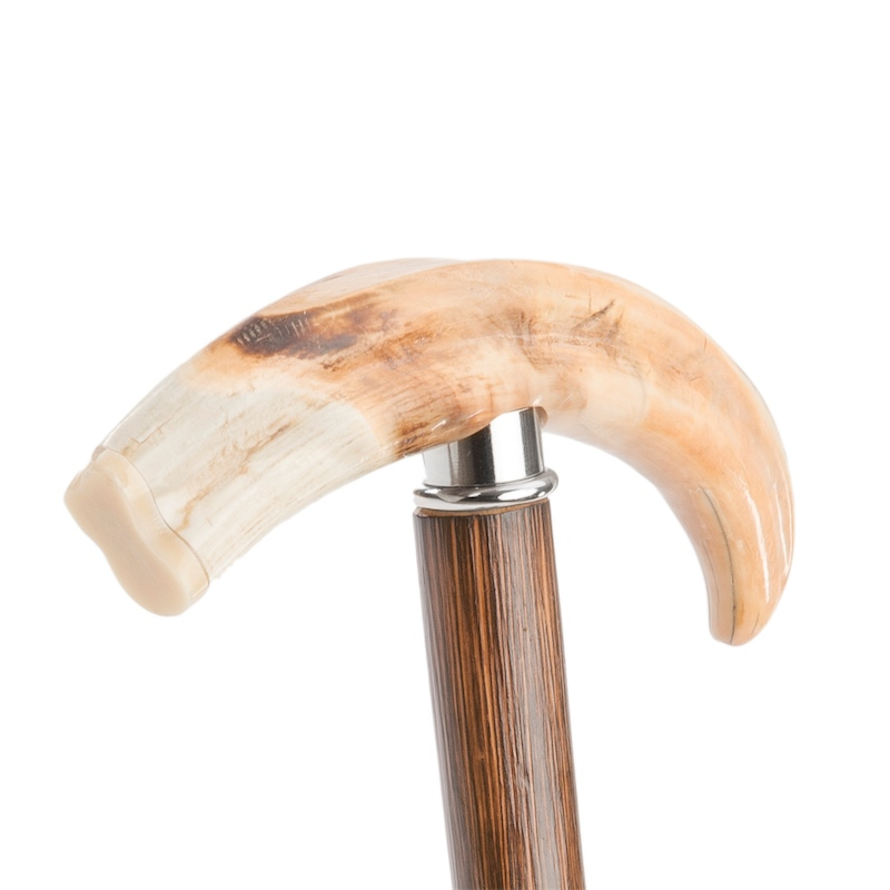 Luxury Walking Cane – Handmade Congo Wood Shaft with Warthog Horn Handle & Rubber Tip