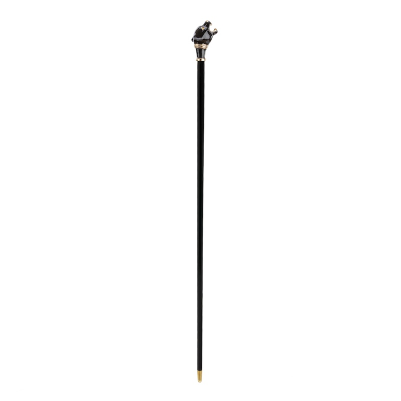 Luxury Walking Cane – Handmade Black Panther Cane with Brass Handle & Polished Wood Shaft