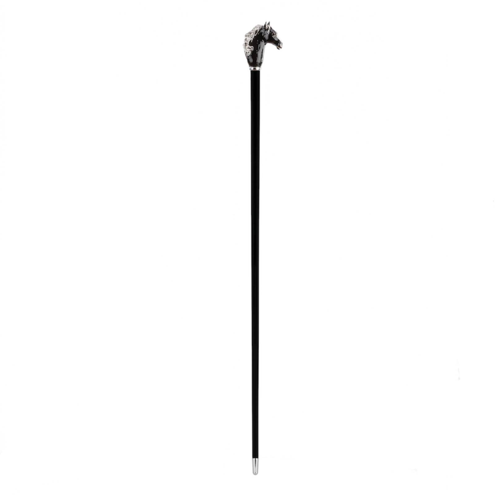Luxury Walking Cane – Handmade Black Horse Cane With Enameled Brass Handle