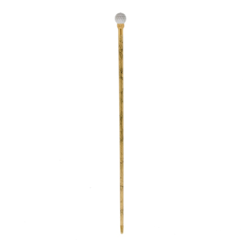 Luxury Walking Cane - Handmade Crystal Ball Cane with Gold Shaft & Rubber Tip