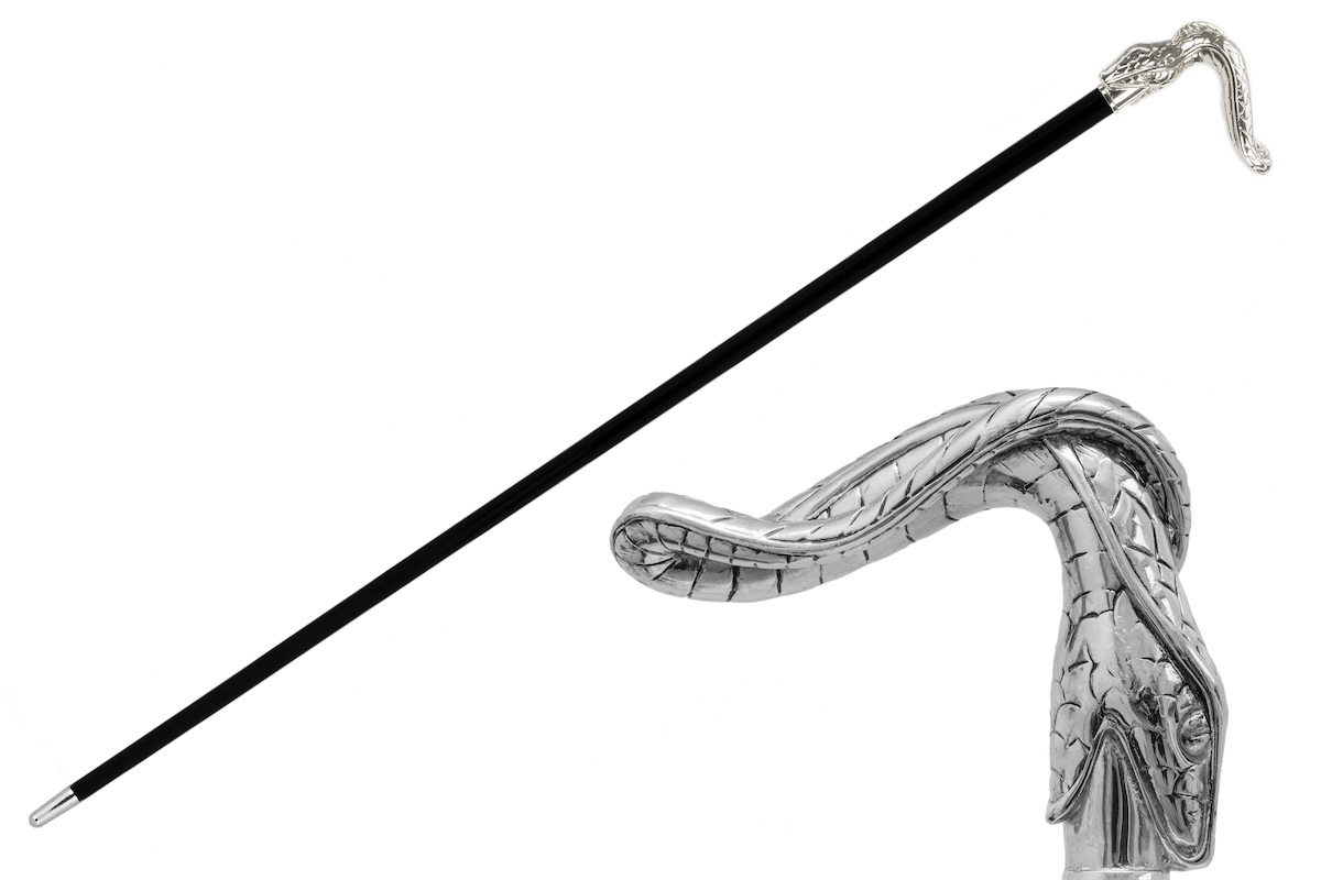 Luxury Snake Cane – Handmade Italian Walking Stick with Metal Snake Head Handle