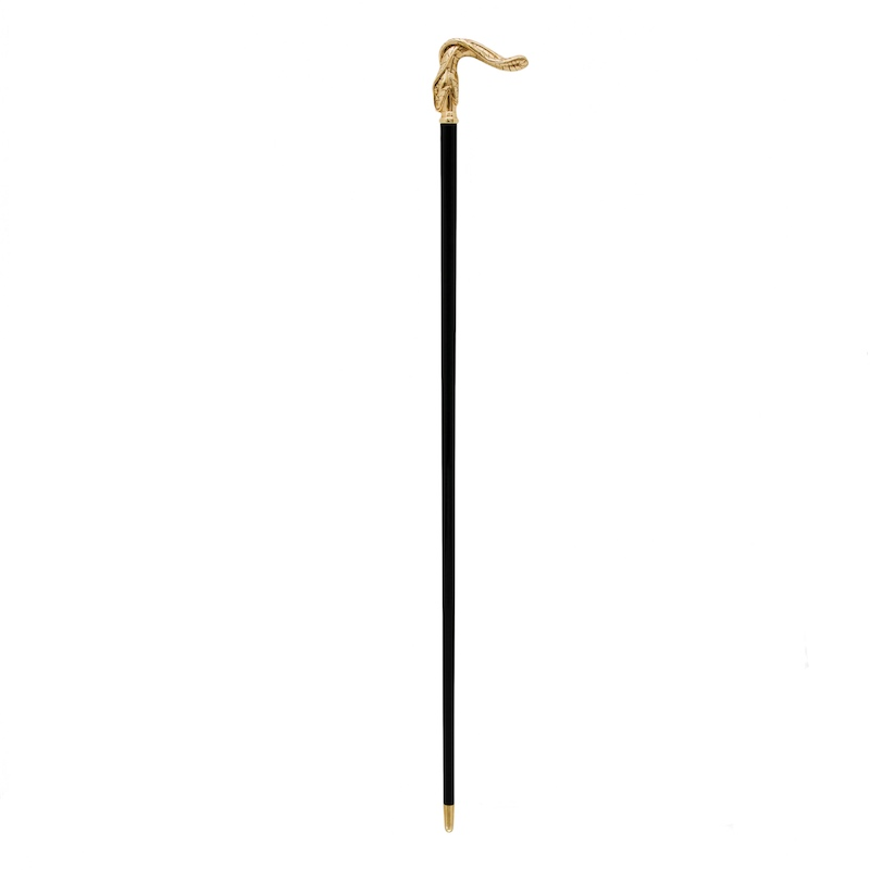 Golden Snake Cane – Luxury Handmade Walking Stick with Brass Tip & Wood Shaft