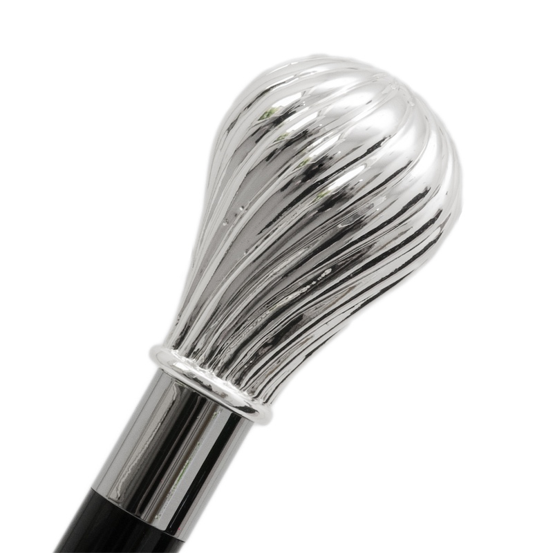 Silver Walking Cane – Handmade Classic Knob Cane With Polished Wood Shaft & Brass Tip