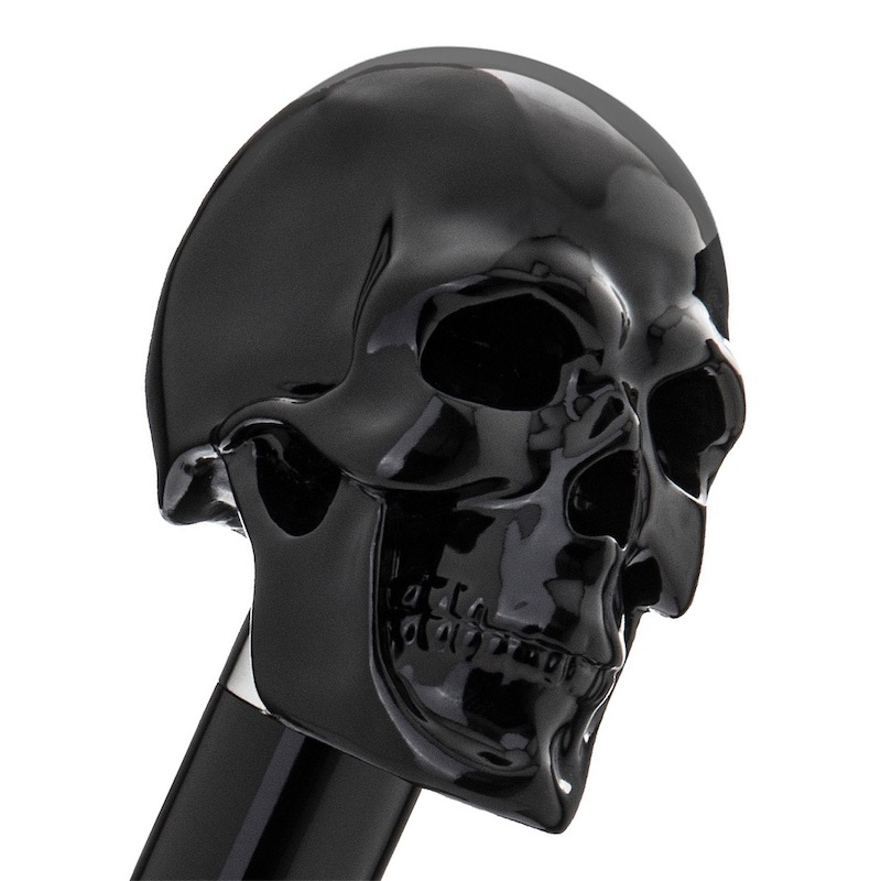 Black Skull Walking Cane – Handmade Italian Luxury With Enameled Skull Handle