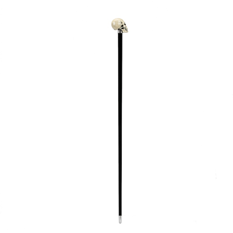 Bone Skull Walking Cane – Handmade Italian Gothic Cane With Enameled Resin Handle