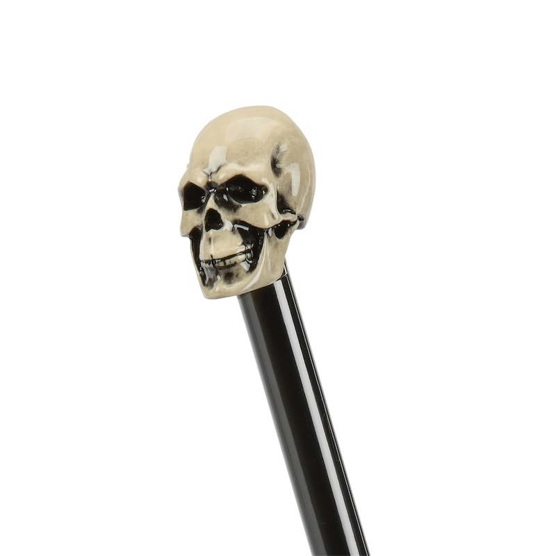 Bone Skull Walking Cane – Handmade Italian Gothic Cane With Enameled Resin Handle