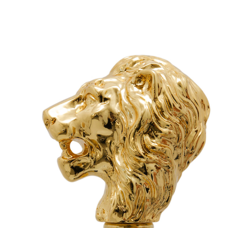 Luxury Walking Cane – Handmade Lion Head Cane Handle with Polished Wood Shaft