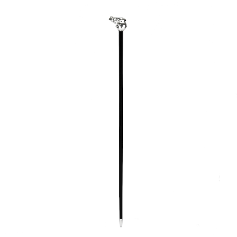 Silver Frog Walking Cane - Handmade Luxury Cane with Polished Wood Shaft & Silver-Plated Handle