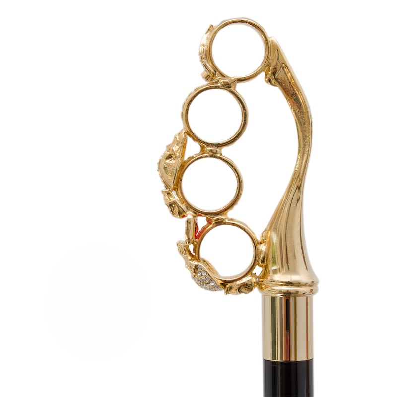 Luxury Walking Cane – Brass Knuckles Handmade Italian Artisan Cane with Swarovski Crystals