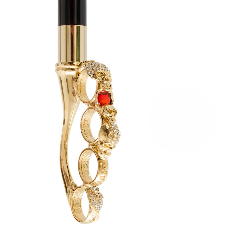 Luxury Walking Cane – Brass Knuckles Handmade Italian Artisan Cane with Swarovski Crystals