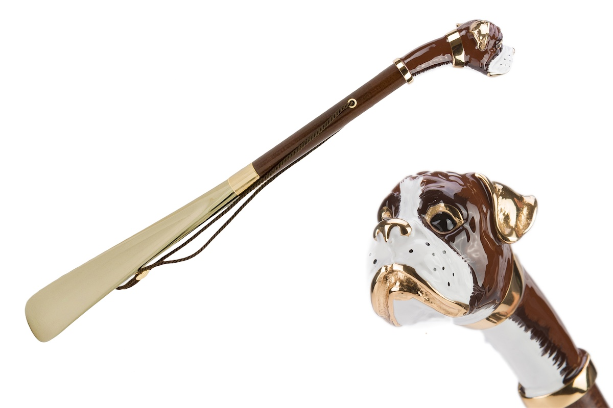 Boxer Handle Shoehorn – Handmade Italian Long Handled Shoe Horn with Wooden Shaft