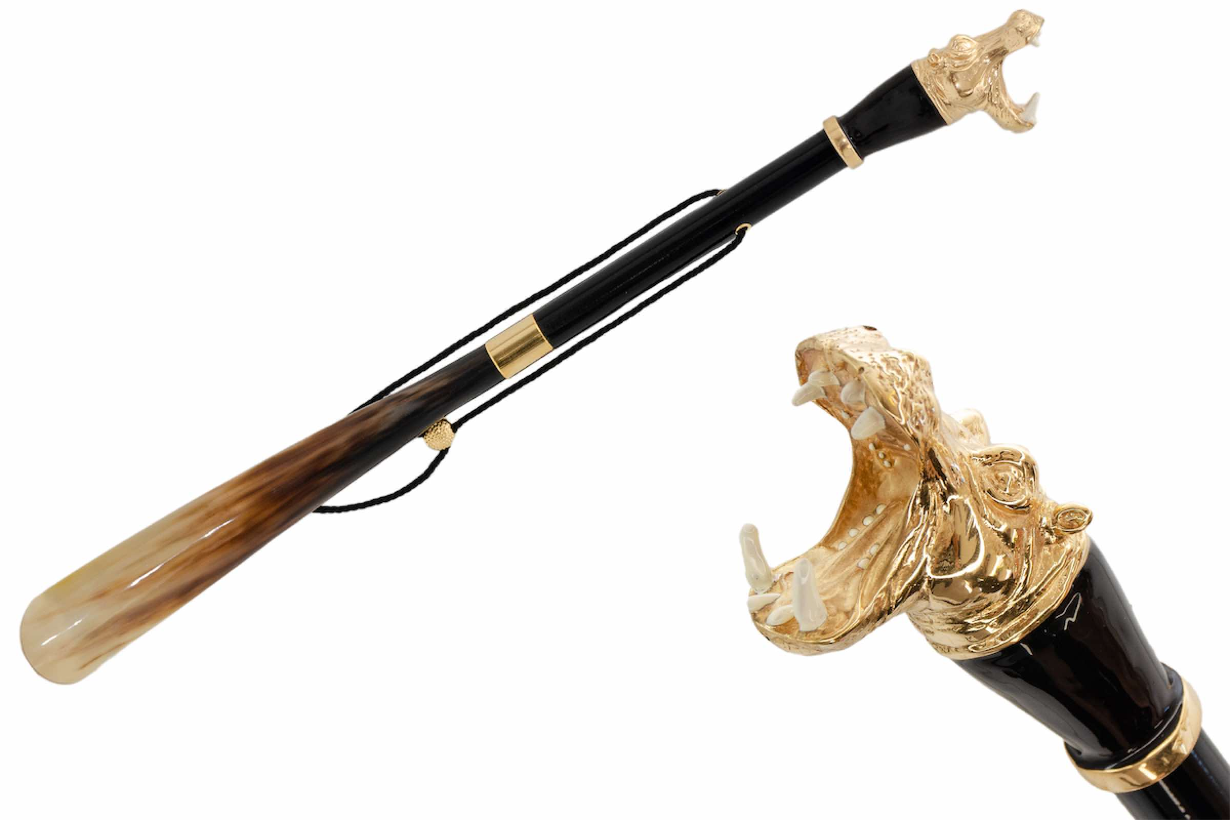 Designer Shoehorn With Hippopotamus Handle – Italian Handmade Long Handled Accessory