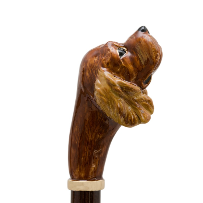 Cocker Spaniel Shoehorn – Handmade Italian Brass Dog Handle, Polished Wood Shaft