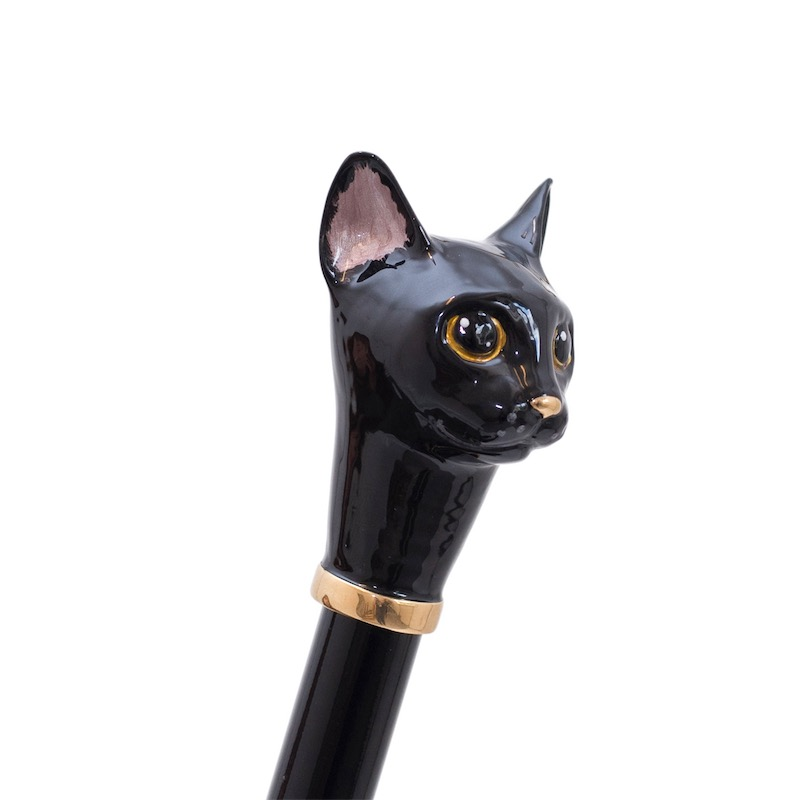 Black Cat Shoehorn – Handmade Enameled Brass Handle | Italian Crafted Luxury