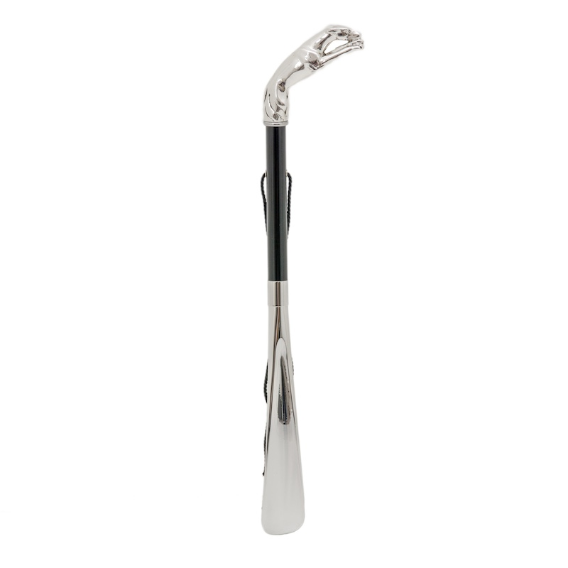 Silver Greyhound Shoehorn – Long Handled Italian Shoe Horn with Silver Plated Handle