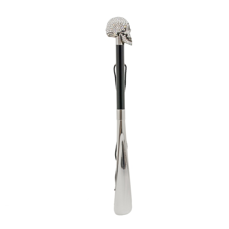 Swarovski Skull Shoehorn – Designer Long Handled Shoe Horn with Crystal Handle