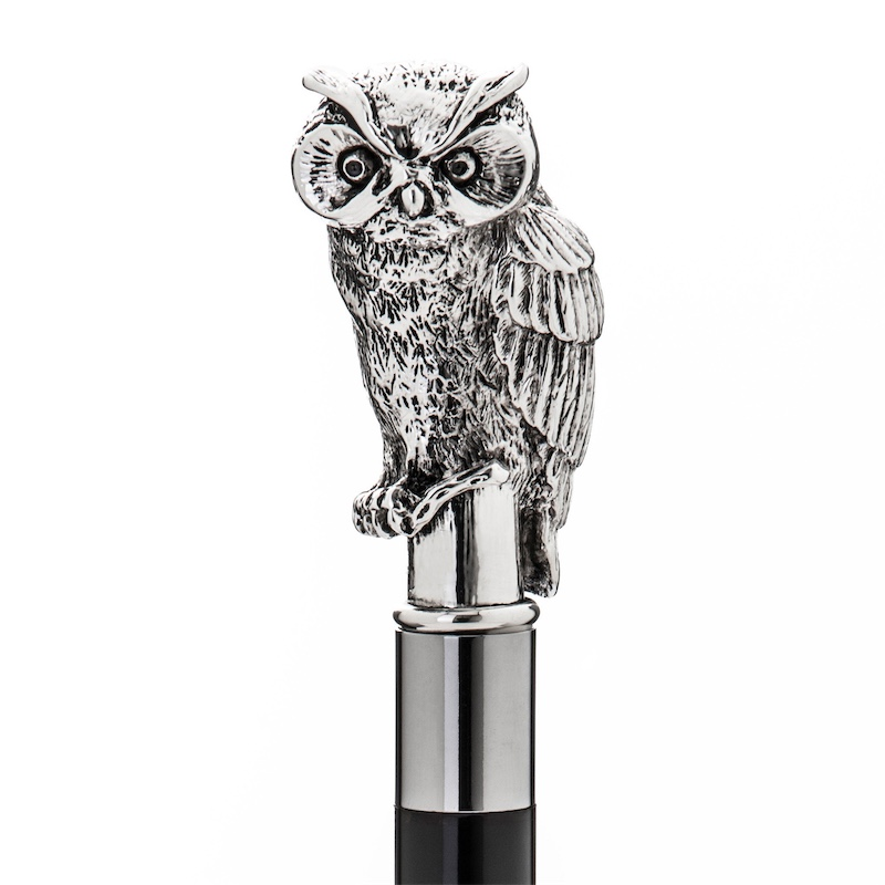 Silver Owl Shoehorn – Handmade Italian Long Handled Wood Shaft Accessory