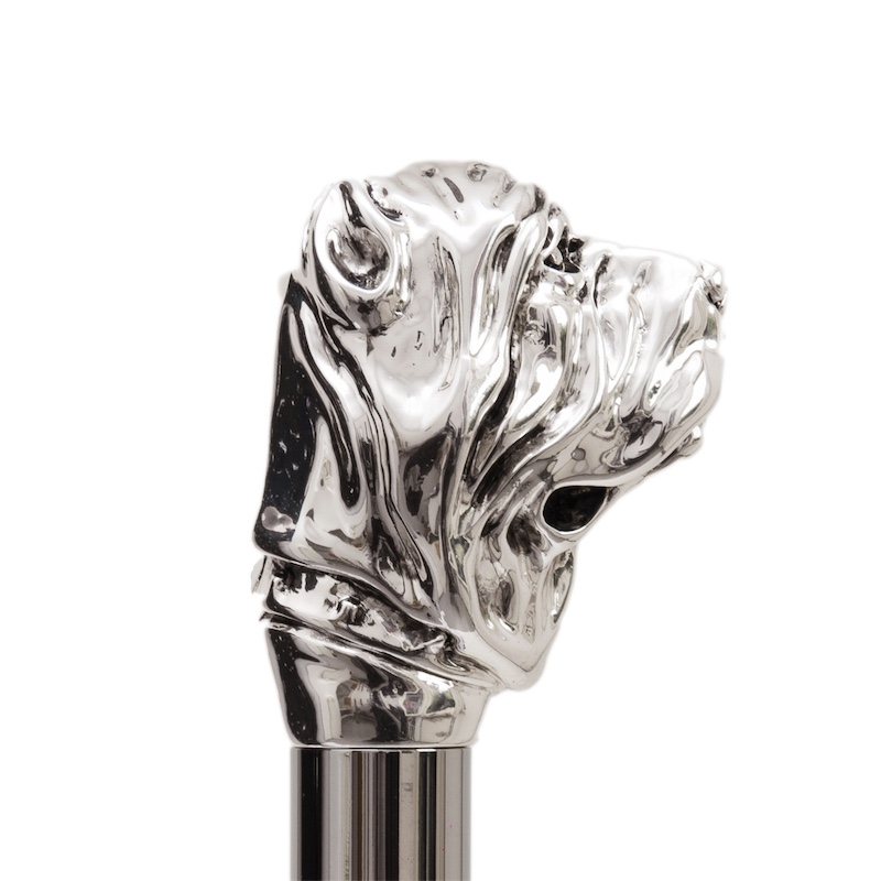 Silver Mastiff Shoehorn – Handmade Italian Designer Shoe Horn With Wood Shaft