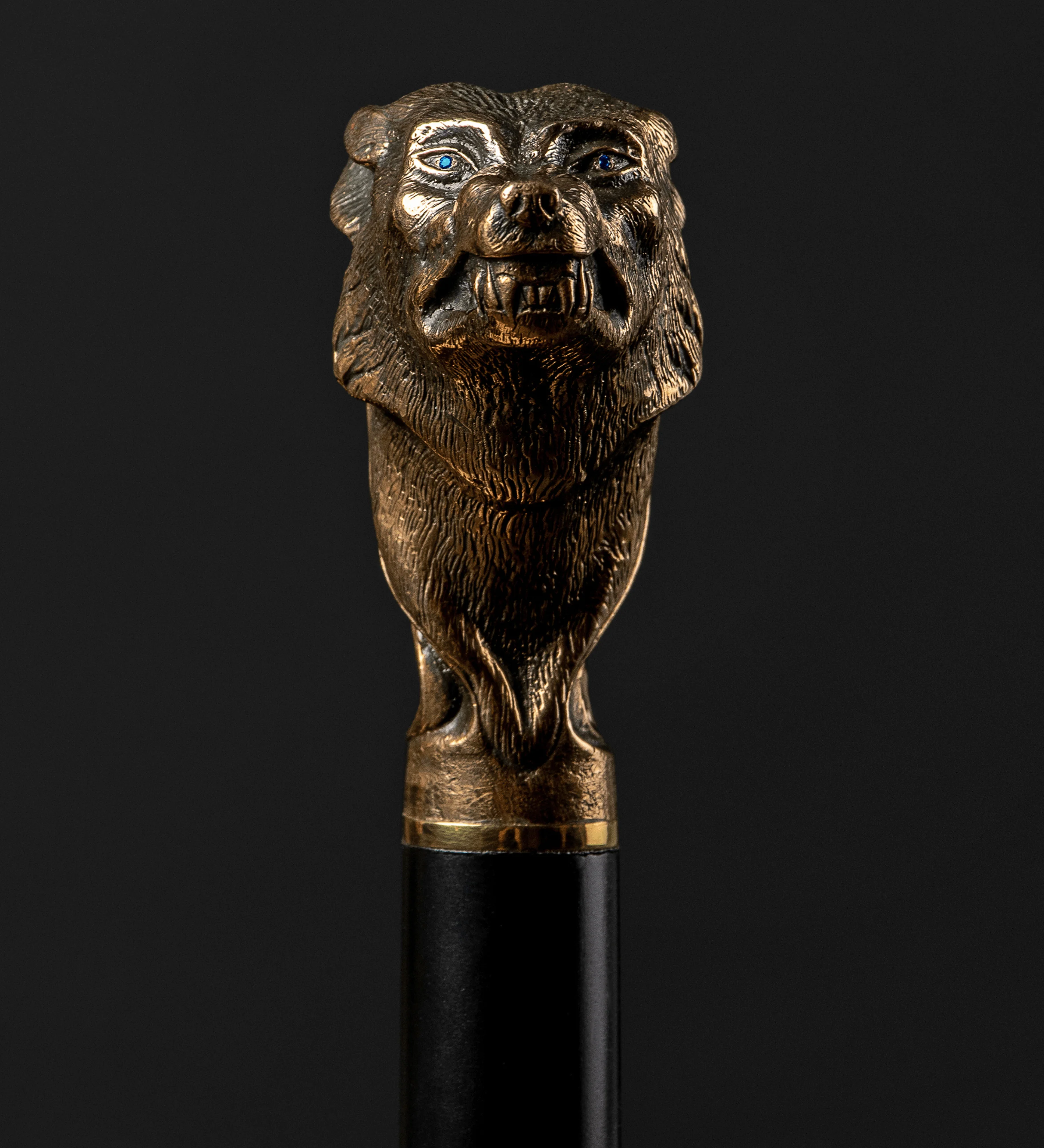 designer walking cane with gemstone eyes