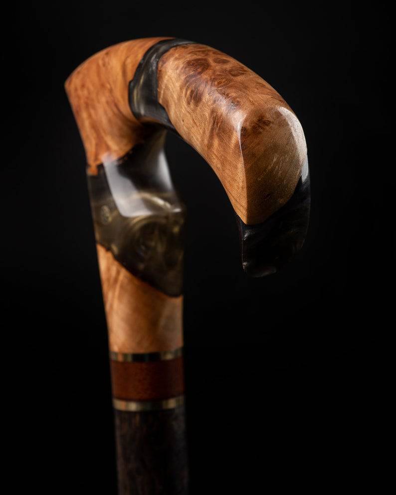 Elegant epoxy resin walking cane for men and women, lightweight durable cane with stylish design by ARTWalkingSticks.