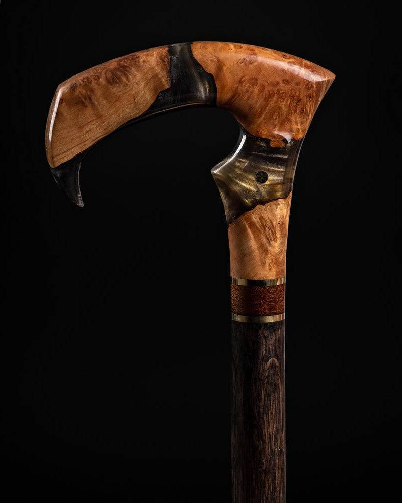 Elegant epoxy resin walking cane by ARTWalkingSticks, stylish durable cane for men and women with a polished finish.