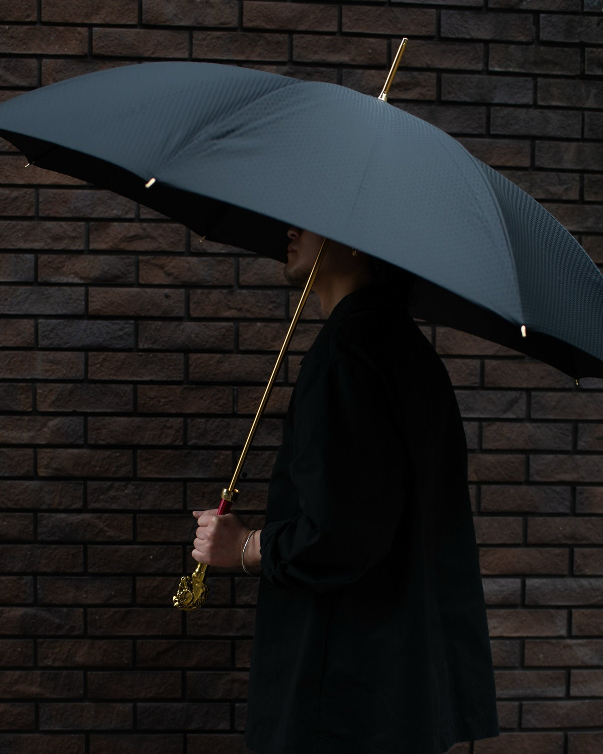 Pasotti Handmade Silver Horse Handle Rain Umbrella