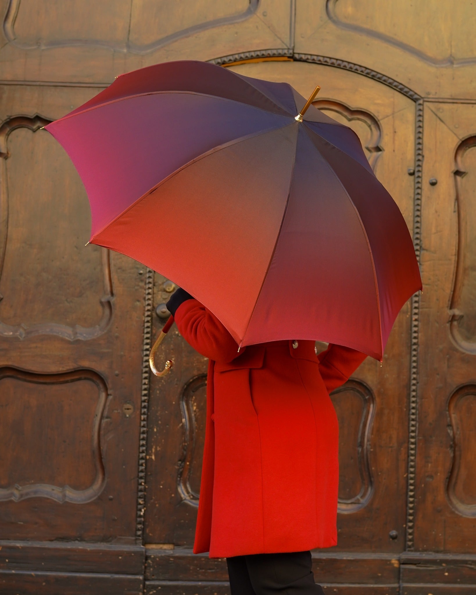Burgundy Rose Double Canopy Luxury Umbrella for Women