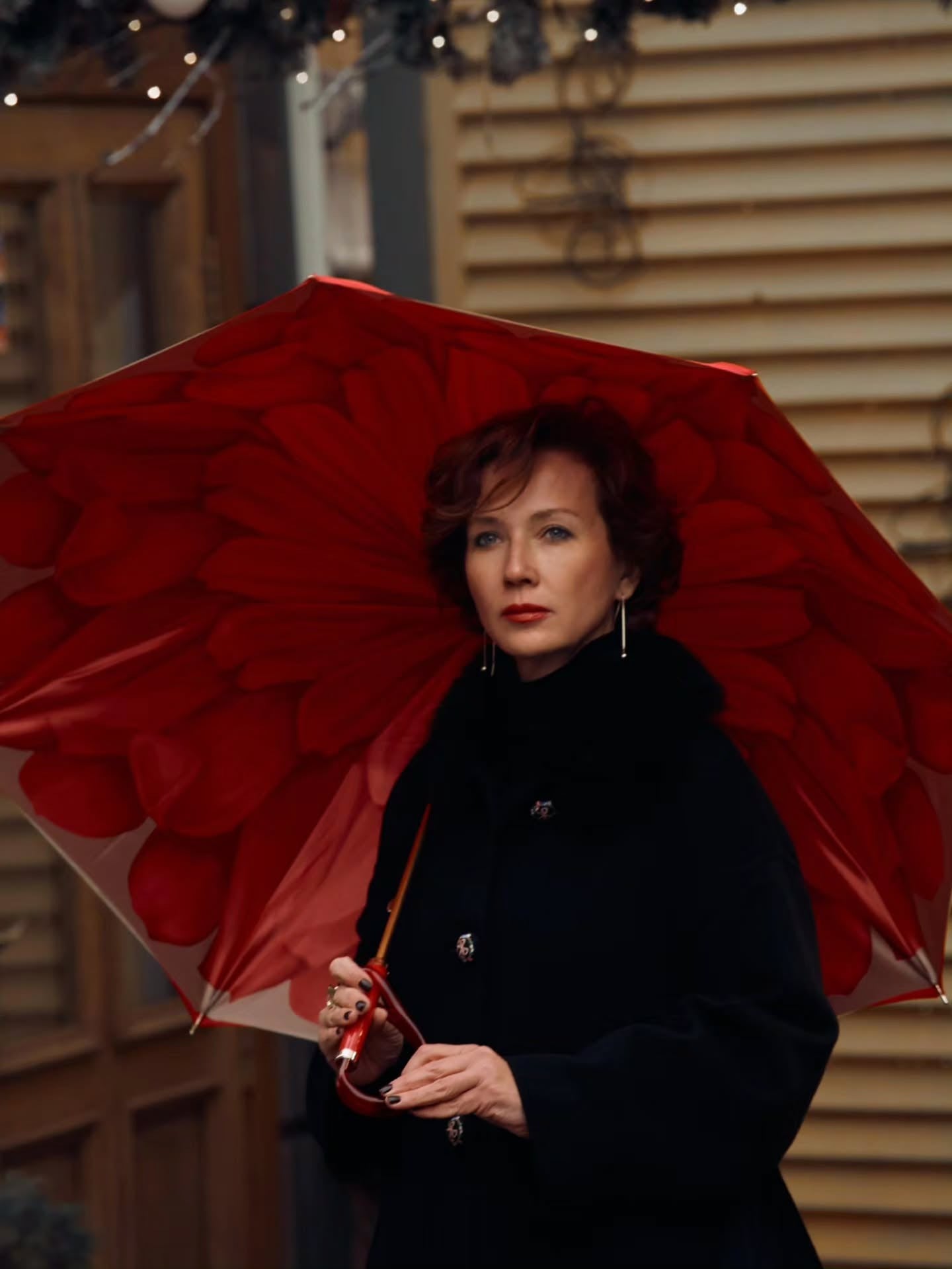 Handmade Italian luxury red rain umbrella by Pasotti with double cloth canopy and acetate handle.