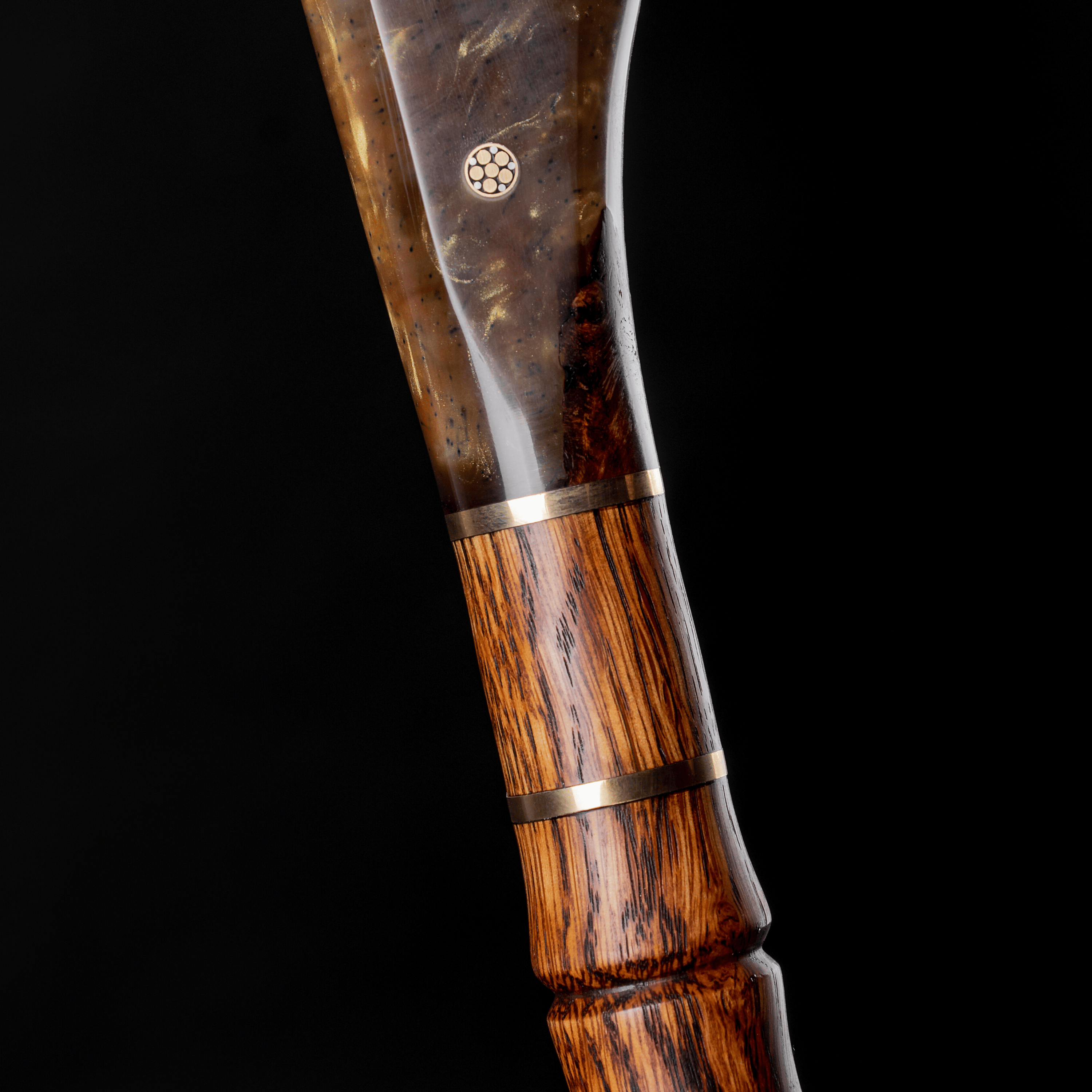 JUPITER handmade wooden walking cane with strap and wrist cord, stylish mobility aid by ARTWalkingSticks, featuring a unique design.