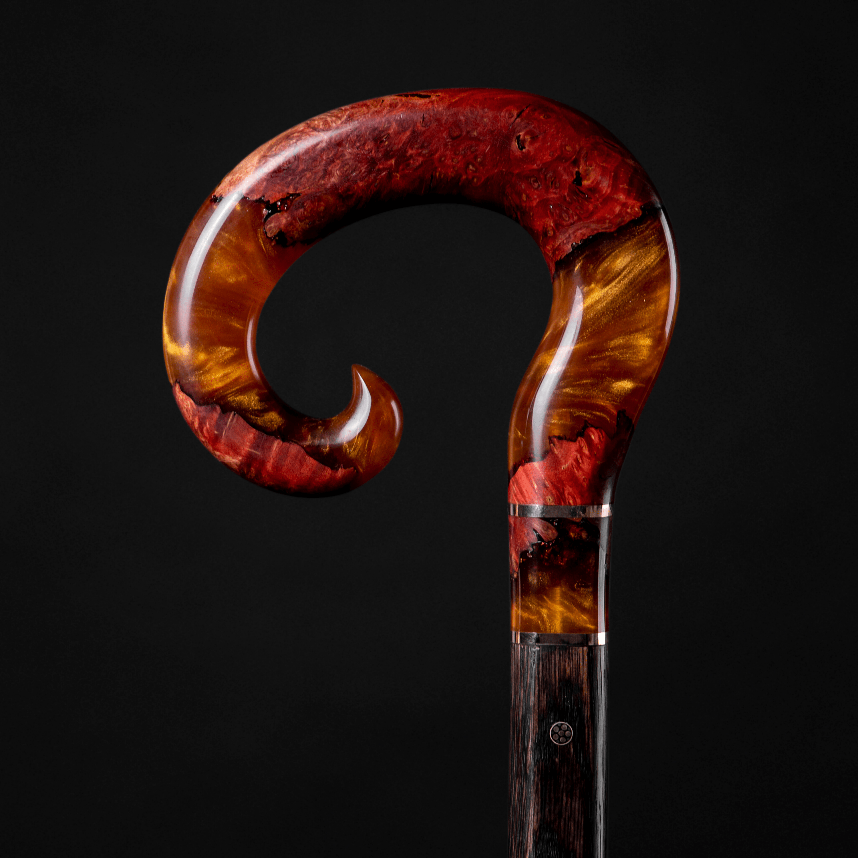 Red Mountain handmade walking cane by ARTWalkingSticks, featuring a unique custom design and crafted for durability and style.