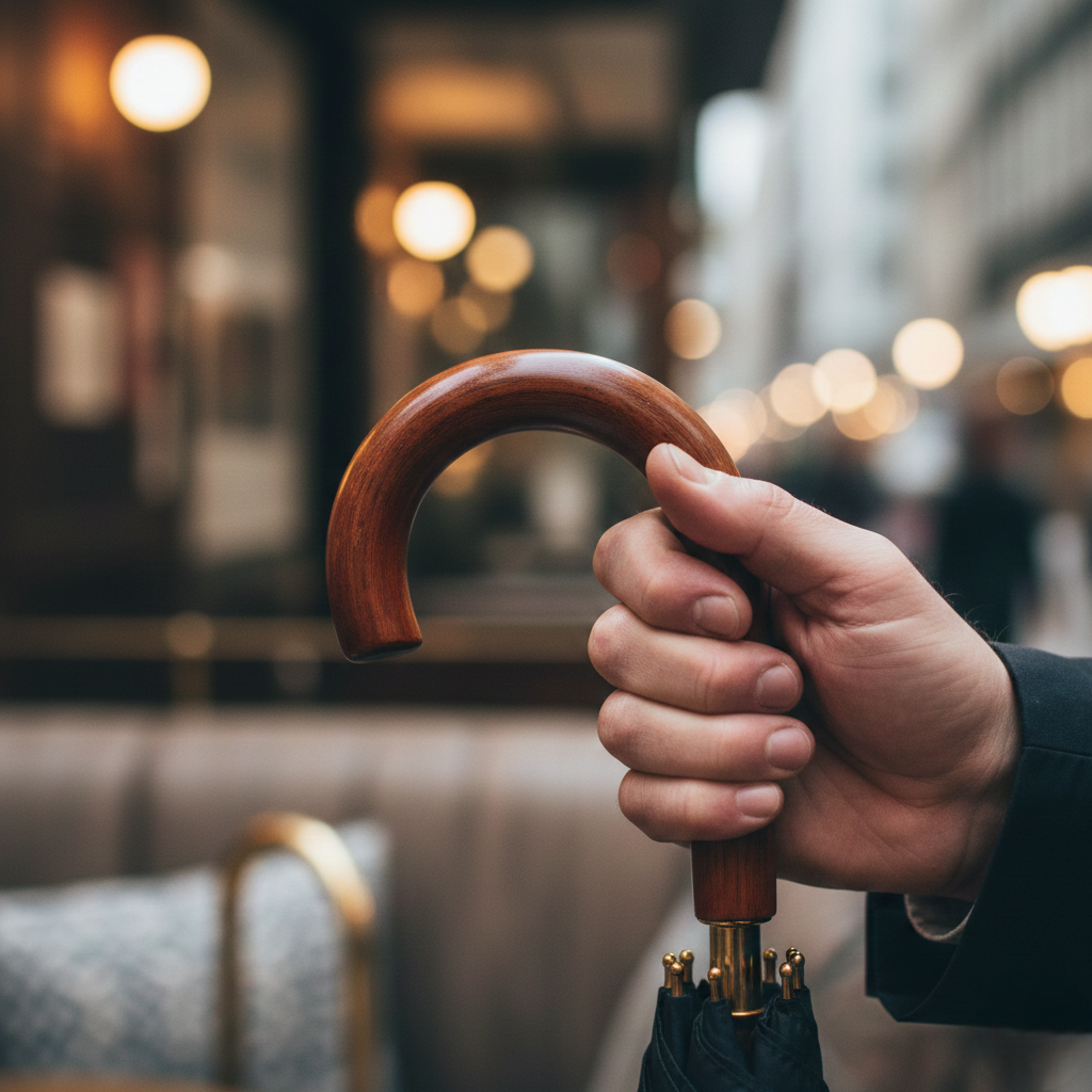 Natural Wood Handles of Artisan Umbrellas Age Beautifully