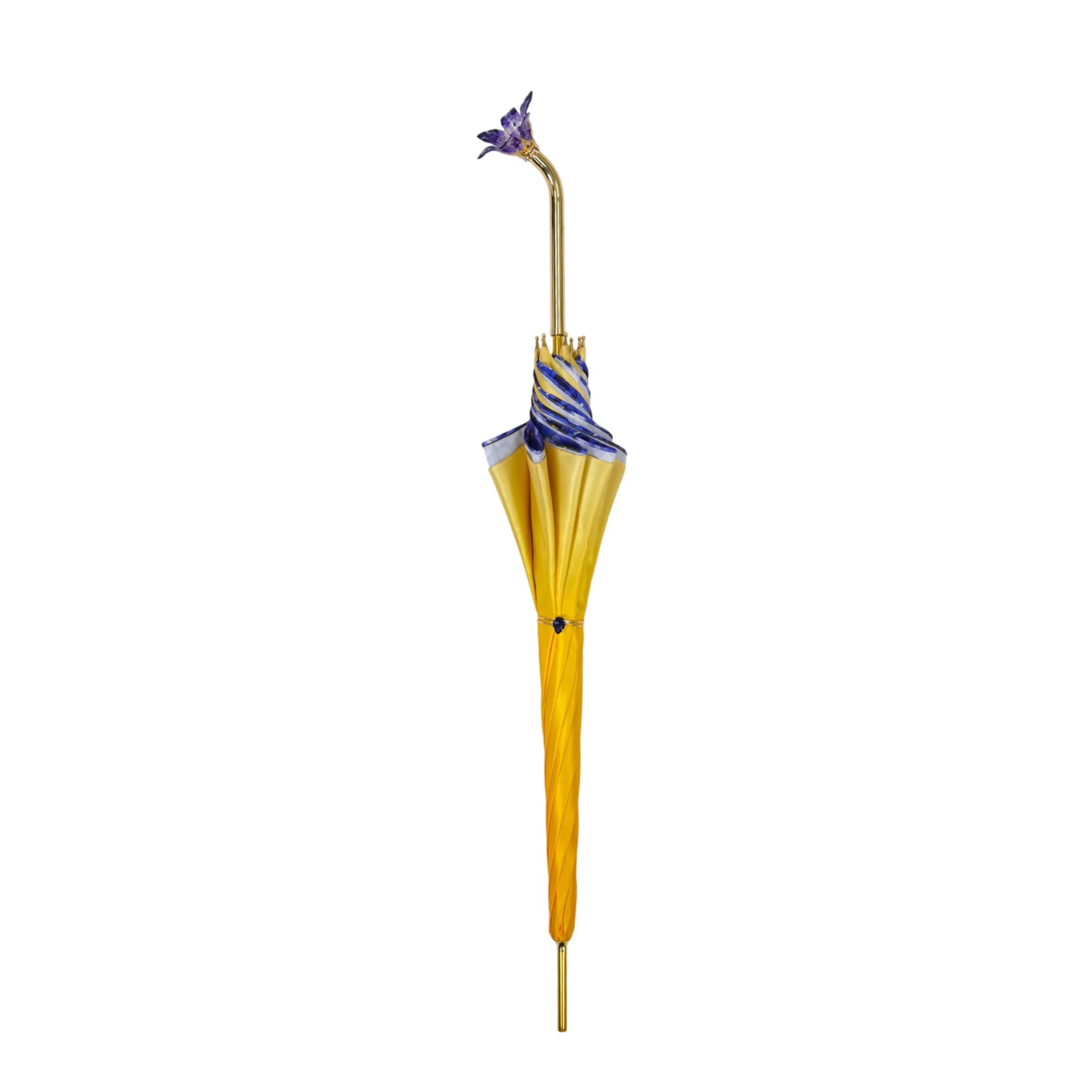 Handcrafted 24K Gold Flower Handle Luxury Women's Umbrella
