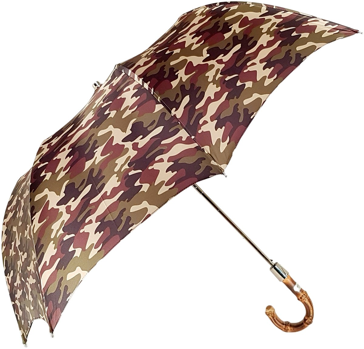 Camouflage Folding Umbrella – Military Design, Bamboo Handle, UV Protection