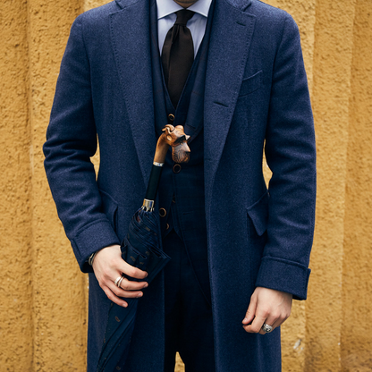 Hand Carved Umbrella – Italian Handmade Wooden Handle, Automatic Open Rain Gear