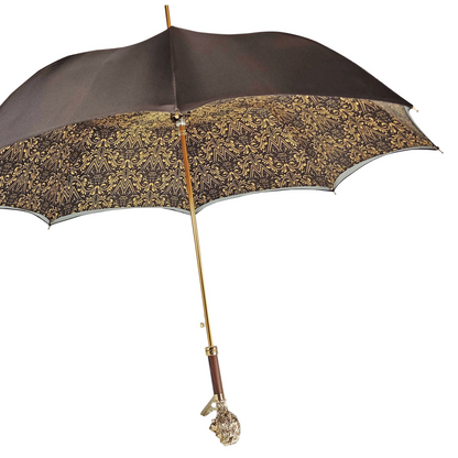 Elegant men's umbrella from Ilmarchesato's Lion Collection with a 24K gold-plated handle and designer, sophisticated design.