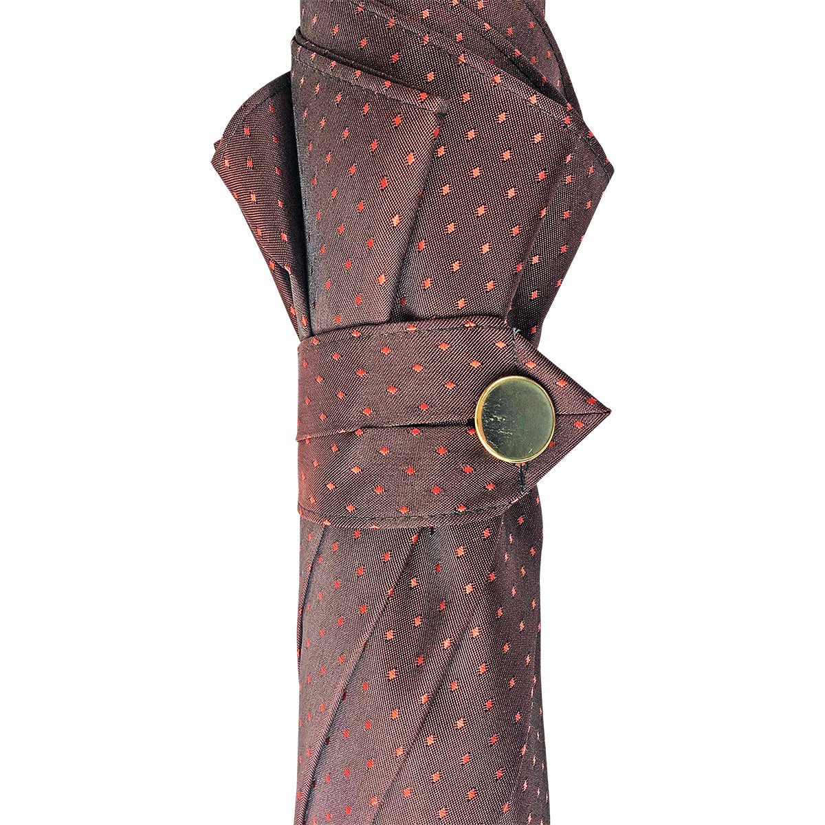 Men's Leather Umbrella – Classic Handmade Italian Rain Umbrella with Red Jacquard Canopy